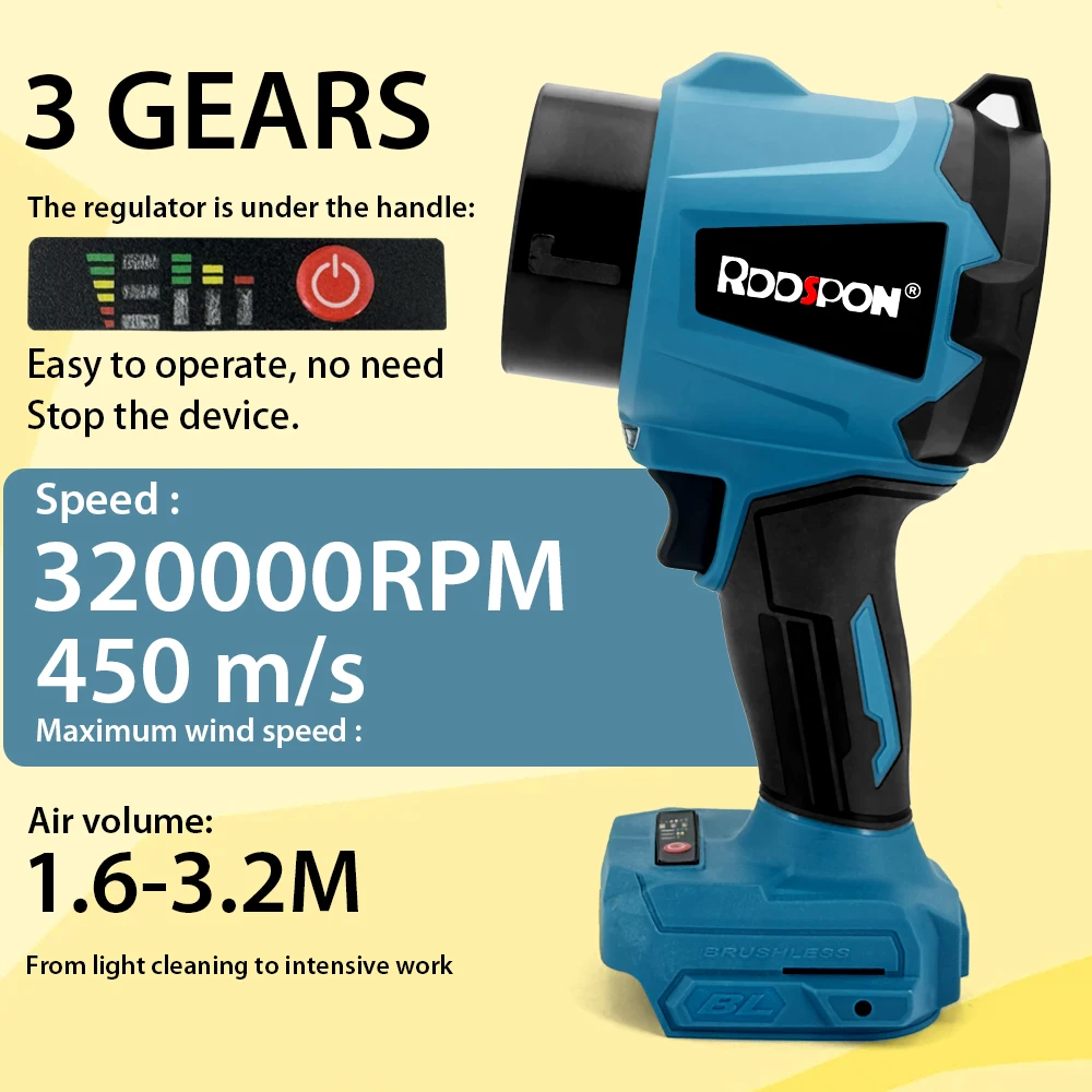 헤어 드라이어 브러시리스 3000W 고출력 강력한 휴대용 헤어 드라이어 먼지 및 눈 제거 잎 터보 팬 Makita batt에 적합 헤어 드라이어 브러시리스 3000W 고출력 강력한 휴대용 헤어 드라이어 먼지 및 눈 제거 잎 터보 팬 Makita batt에 적합