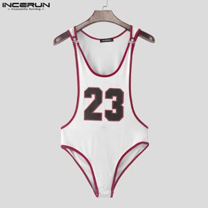 INCERUN 남성 바디 슈트 인쇄 패치 워크 오-넥 민소매 남성 Rompers 운동 섹시한 2025 스키니 아늑한 캐주얼 바디 슈트 남성 S-3XL