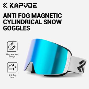KAPVOE 새로운 겨울 자기 안티 안개 광 변색 스키 고글 야외 스키 안경 스포츠 UV400 스키 스노우 보드 남자 여자 스노우