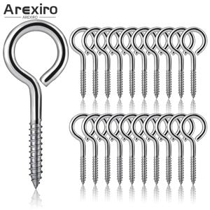 20개 6.41x55mm 아일렛 나사, 아이볼트, 아이스크류, 후크, 금속 나사형 후크, 고하중 셀프 태핑 링 나사 못