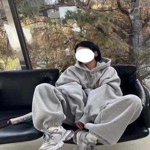 플러스 사이즈 300파운드 레이지 스타일 후디 세트 여성용 가을 겨울 신상 플러스 사이즈 하이웨이스트 와이드 레그 팬츠 투피스 세트