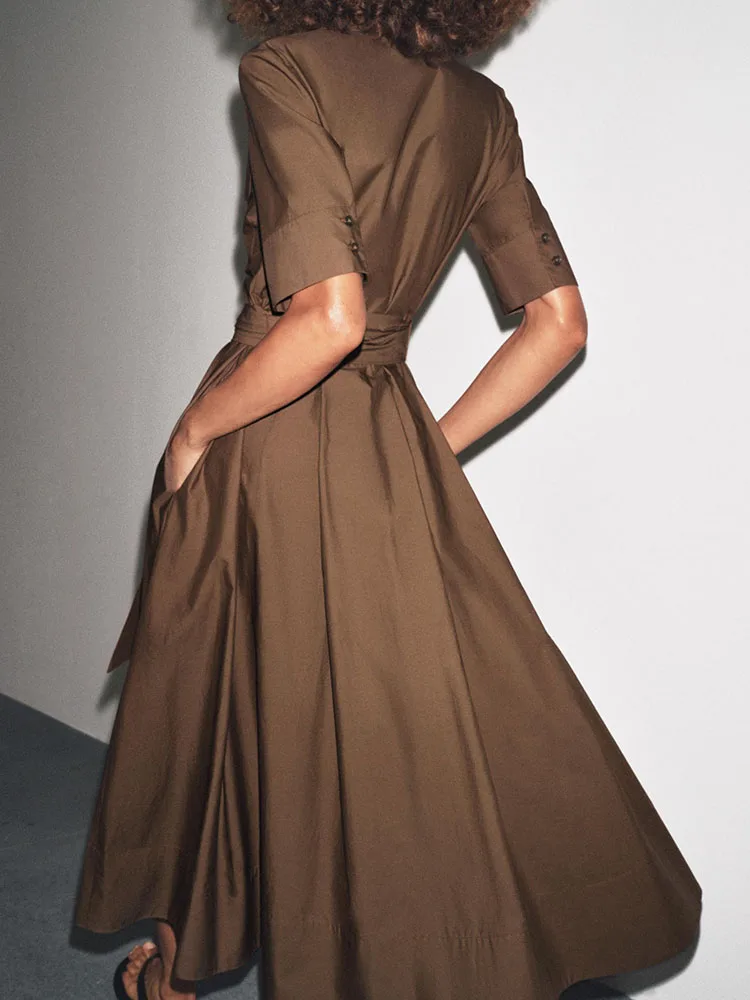 우아한 브이넥 반소매 실크 드레스 가을 2025 신상 여성 패션 가벼운 럭셔리 드레스 무대 의상