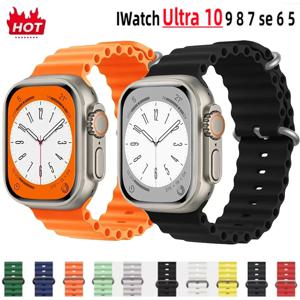 애플워치용 오션 실리콘 밴드 스트랩 46mm 45mm 40mm 울트라 2 49mm 44mm 41mm 38-42mm 스포츠 팔찌 시리즈 10 9 8 7 6 5 4 SE