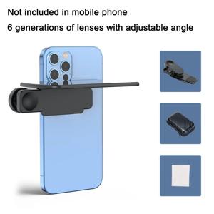 휴대용 스마트폰 카메라 미러 반사 클립 키트(휴대용 가방 포함) 청소용 천 블로그 사진 비디오용 조정 가능한 클립