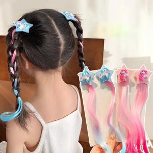 알록달록 만화 리틀 포니 헤어 클립 (어린이용 한국 스타일 스윗 가발 사이드 클립 귀여운 여자아이 덕빌 클립 가발 헤어핀)