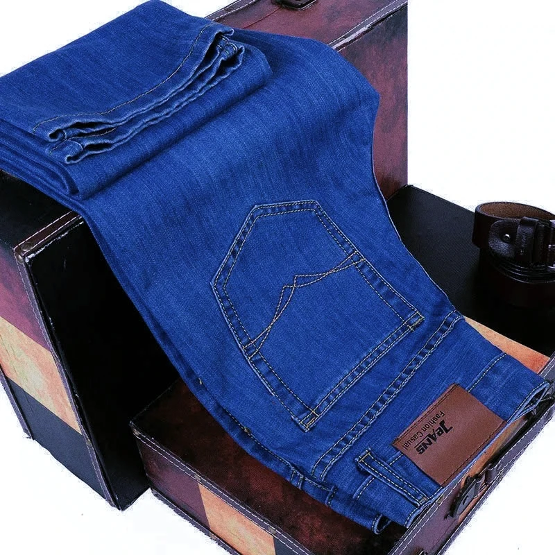 2025 남성 신상 남성 패션 비즈니스 청바지 클래식 스타일 캐주얼 스트레치 슬림 진 바지 남성 브랜드 데님 바지 블랙 블루 남성용