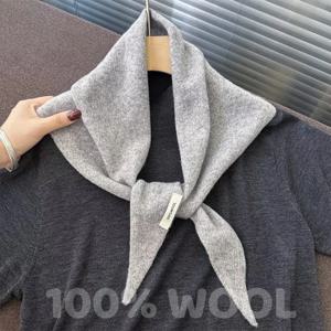니트 스카프 여성용 100% 울 겨울 따뜻한 스카프 밝은 단색 디자인 두꺼운 숄 부드러운 삼각형 파시미나 목도리 2025 신상
