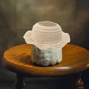 3개 세트 수제 크로셰 짜임 밀짚 모자 미니 선캡 17cm 인형용 액세서리 가벼운 공예 모자 미니 밀짚 액세서리