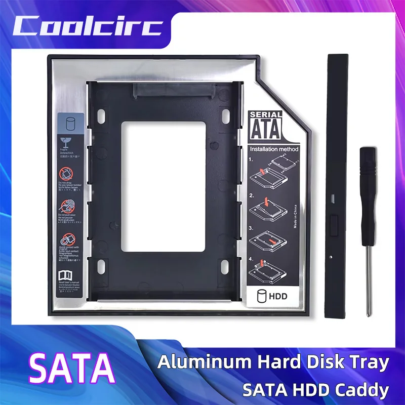 쿨서클 플라스틱 알루미늄 범용 9.5/12.7mm SATA 3.0 2세대 HDD 캐디 2.5인치 SSD CD DVD HDD 케이스 인클로저 CD-ROM ODD Optibay