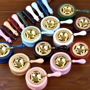 왁스 도장 세트, 목재 왁스 녹이는 래커 용광로, 스푼 및 핸들 포함, 왁스 비드 녹는 히터, 스탬프 공예용 왁스 포트 히터, 1 개, 2 개, 3 개