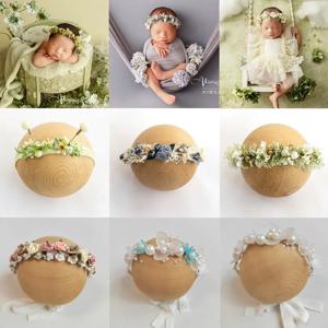 ❤️ 신생아 사진 소품 액세서리 유아 모자를 쓰고 있죠 스튜디오 아기 사진 액세서리 헤어 밴드 수동 머리띠 화환 사진
