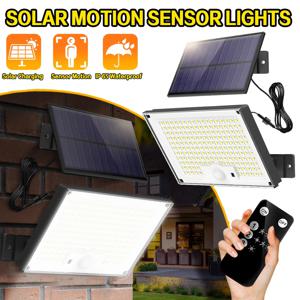 234/172 LED 태양광 조명 모션 센서가 있는 태양광 보안 조명 3가지 모드 외부용 방수 분할 태양광 범람 벽 조명