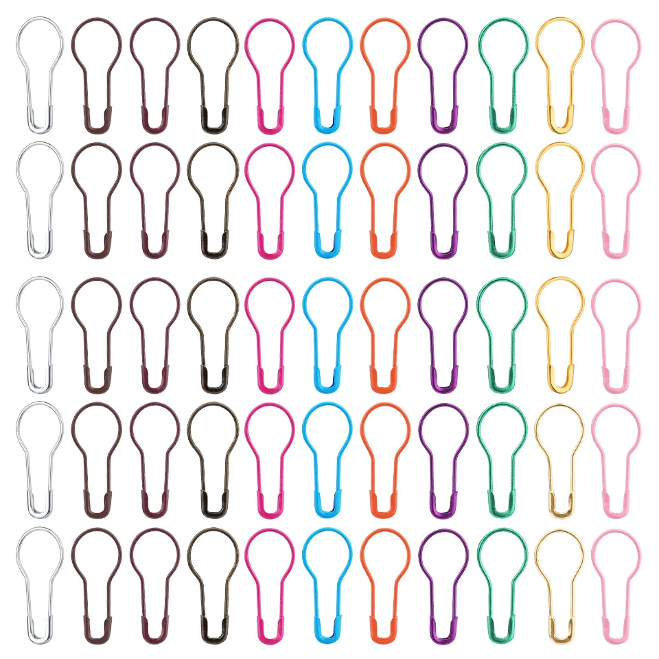 KRABALL 100/200/300Pcs 채소류 배 모양의 금속 안전 핀 DIY 의류 봉제 마커 크로 셰 뜨개질 도구 바늘 클립 공예 세트