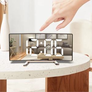 LED 곡면 스크린 발광 전자 시계 거울 시계 거실 대형 화면 알람 시계 홈 장식