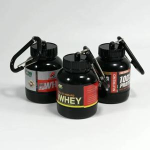 100/200ML 휴대용 미니 단백질 파우더 병 키 체인 건강 깔때기 의학 상자 컨테이너 작은 컵 야외 스포츠 스토리지