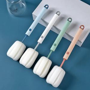 새로운 북유럽 스타일 컵 브러시 긴 손잡이 스폰지 컵 브러시 분리 및 교체 가능한 헤드 아기 병 및 보온병 컵 청소 브러시