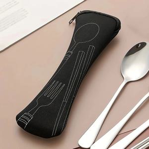 1PC 식기 가방 휴대용 식사 세트 여행 피크닉 포크 포장 야외 캠핑 주방 가정용 보관 가방(가방만)