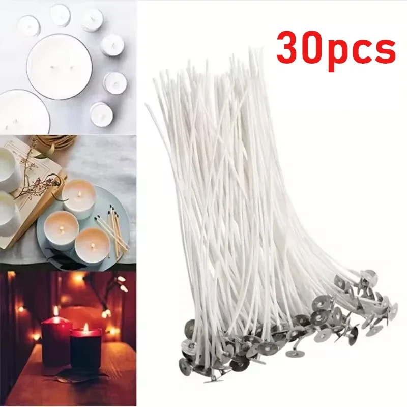 100pcs/30Pcs 무연 촛불 Wicks 간장 왁스 순수 코튼 코어 DIY 촛불 파티 용품에 대 한 Pre-waxed Wick 만들기