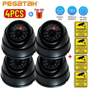 가짜 카메라 빨간색 깜박이는 LED 빛 CCTV 감시 카메라 홈 오피스 보안 시스템 더미 조가비 카메라 도난 경보기