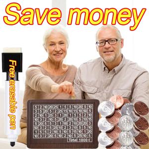 1000/3000/5000/10000 유로 저금통 나무 저금통 재사용 가능한 돈 금고 저축 상자 챌린지 현금 보관함 어린이용