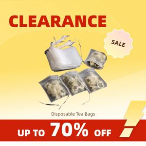 클리어런스_100개 일회용 티백 필터백, 끈이 달린 티 인퓨저용, 식품 등급 부직포 향신료 필터