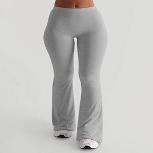 여성용 캐주얼 단색 하이 웨이스트 벨 하의, 트렌디 부츠 컷 바지, 플레어 레깅스 바지, 스트리트웨어
