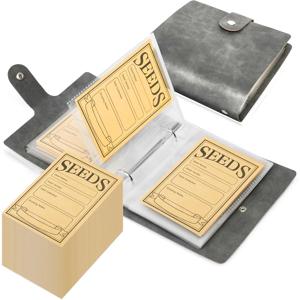 1 세트 정원 씨앗 보관 주최자, 50pcs 자체 밀봉 씨앗 봉투가있는 씨앗 주최자 바인더, 씨앗 패킷 주최자, 씨앗