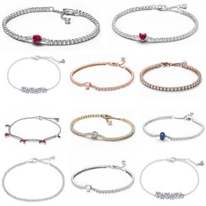 2025 유럽의 새로운 925 실버 핑크 레드 하트 모양의 지르콘 팔찌 발렌타인 데이, 여성 선물, 패션 쥬얼리에 적합