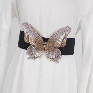 여성 패션 나비 버클 탄성 코르셋 여성 Cummerbund 코트 허리띠 드레스 Decration 와이드 벨트 J1203