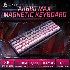 AJAZZ AK680 MAX 자기 스위치 유선 기계식 키보드 핫 스왑 8k 폴링 속도 RGB 맞춤형 게임 Keybaord Pc E-sports