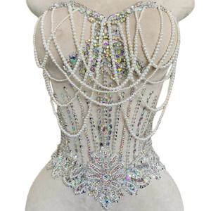 속이 빈 오픈 흉상 신부 웨딩 드레스 이브닝 액세서리 럭셔리 페르시 술 진주 스파클링 스팽글 아플리케 패브릭
