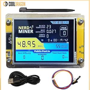300K Nerdminer V3로 업데이트됨 2.8인치 디스플레이 BTC 솔로 로터리 마이너 Nerd 암호화 비트코인 ​​솔로 마이닝 장치 액세서리