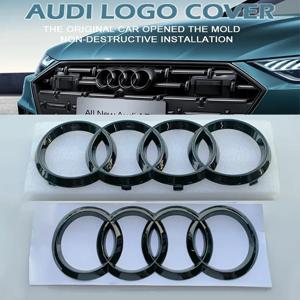 아우디 블랙/실버 4 링 ABS 자동차 후드 프론트 보닛 그릴 뒷 트렁크 엠블럼 로고 배지 스티커 A3 A4 A5 A6 A7 Q2 Q3 Q5 Q8 TT