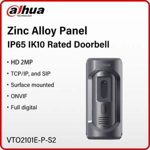 다후아 2MP IP65 IK10 비디오 인터콤 아연 합금 패널 HD PoE 도어벨 IR 카메라 WEB TCP SIP RS-485 APP 원격 잠금 해제 VTO2101E-P-S2