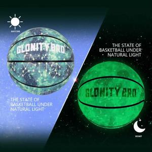 빛나는 빛나는 농구 PU 가죽 스트리트 볼 청소년 성인 실내-실외 야간 게임 농구 훈련 경기 공 녹색