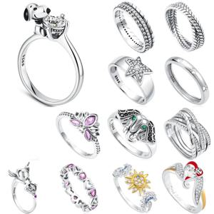 2025New 925 실버, 태양 달, 코끼리, 핑크 연꽃, 하트 모양의 반지, 결혼식 여성을위한 절묘한 고품질 보석에 적합