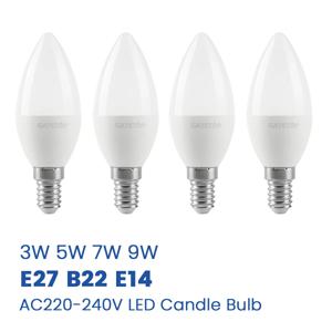 4개 에너지 절약 LED 캔들 전구 램프 C37 E14 E27 B22 AC 220V 램프 3W 5W 6W 7W LED 샹들리에 조명 (가정 장식용)