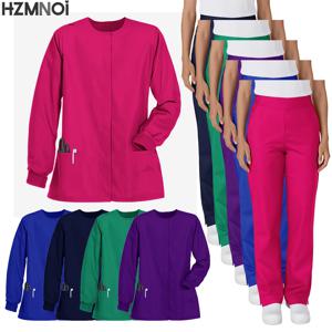 수술복 여성 스크럽 세트 의료 간호사 뷰티 살롱 작업복 긴 스크럽 탑 바지 스파 의사 간호 임상 슈트