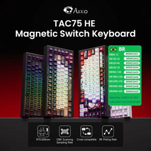 AKKO TAC75 HE 마그네틱 스위치 키보드 75% 게이밍 키보드 래피드 트리거 0.005mm 8K RGB 유선 e스포츠 커스텀 키보드 (게이머용)