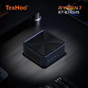 TexHoo 미니 PC AMD R7 8745HS 7840HS 7735HS R5 6600H DDR5 NVMe 듀얼 HDMI DP 4K Wifi6 데스크탑 게이밍 컴퓨터 듀얼 네트워크 포트