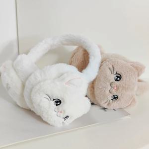 어린이를위한 새로운 겨울 따뜻한 만화 귀여운 고양이 귀마개 소녀 플러시 두꺼운 부드러운 귀 덮개 귀 보호 따뜻함 귀마개