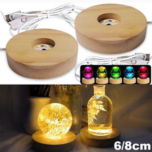 나무 데스크탑 장식 조명 기본 밤 빛 나무 LED USB RGB 디스플레이 램프 디스플레이 스탠드 램프 홀더 아트 장식품