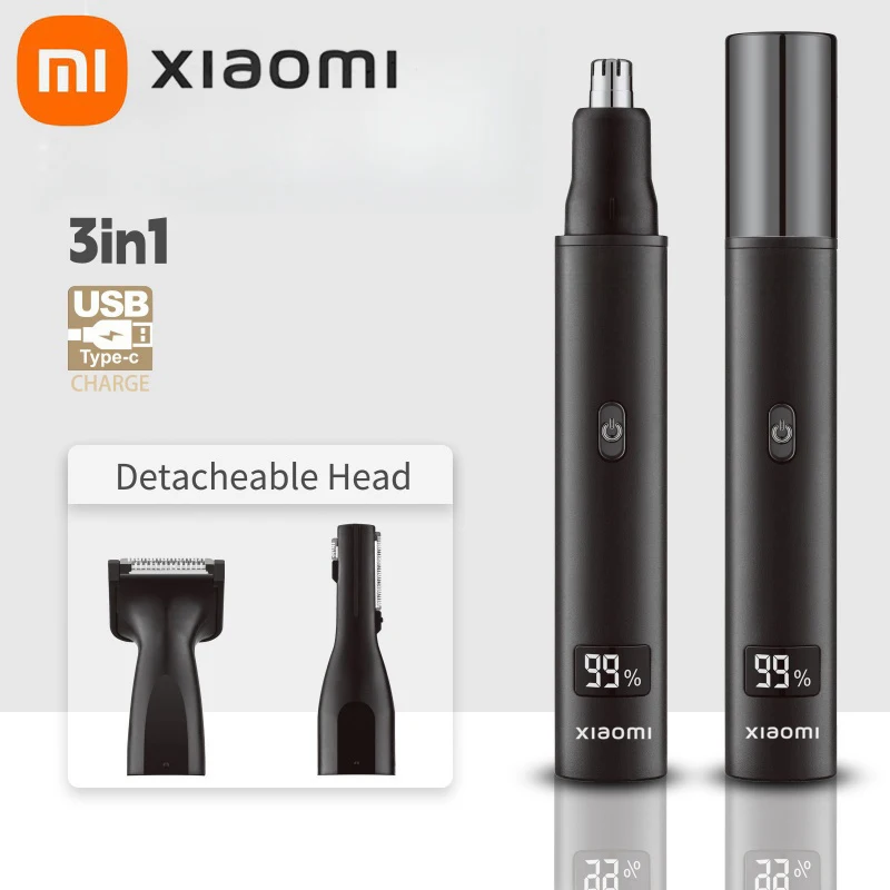 새로운! Xiaomi 3 in 1 남성용 전기 코 귀 헤어 트리머 무통 충전식 구레나룻 눈썹 수염 헤어 클리퍼 면도기
