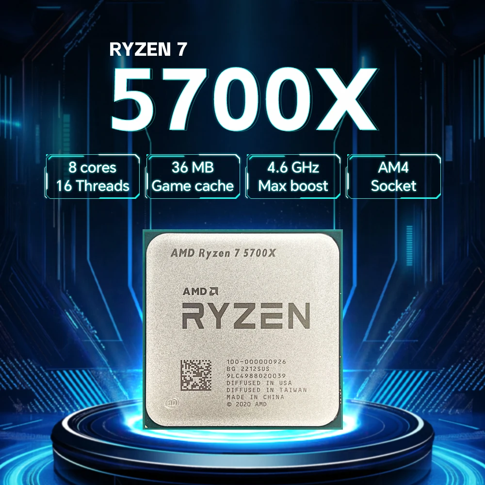 【브랜드+】AMD 라이젠 7 5700X 신형 R7 5700X 3.4GHz 8코어 16스레드 CPU 7NM L3=32M 100-000000926 소켓 AM4 (쿨러 미포함)