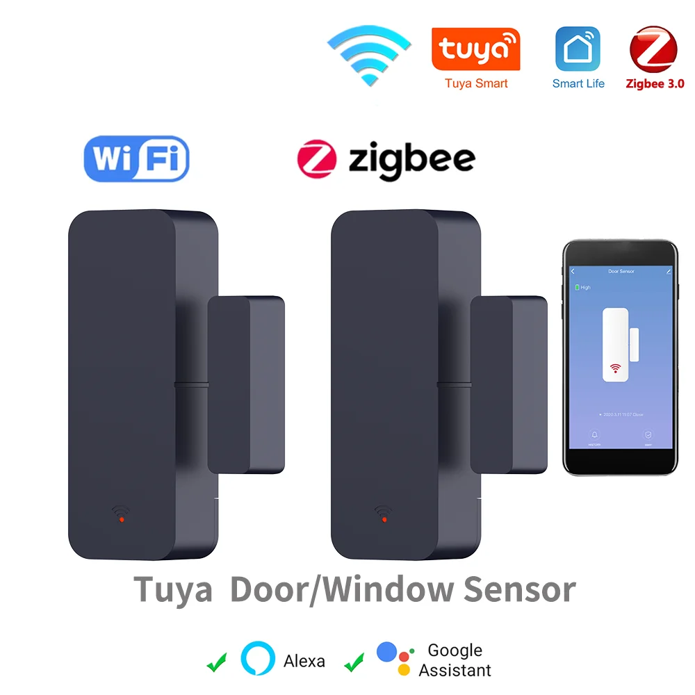 Tuya Zigbee 3.0 WiFi 도어 센서 창문 센서 계약 센서 앱 원격 제어 SmartLife Yandex Alexa와 호환