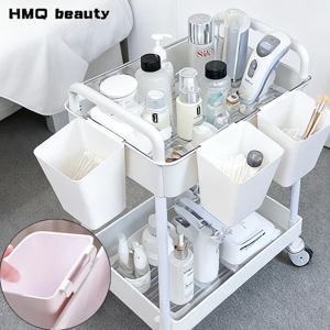 서랍이 있는 플라스틱 살롱 트롤리 클리너 보관 화장품 의료 작업 카트 롤링 가구 뷰티 살롱용 보조 카트