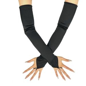 빈티지 1920 년대 핑거리스 새틴 파티 장갑 신부 드레스 저녁 의상 액세서리 스트레치 오페라 흑인 여성 긴 장갑