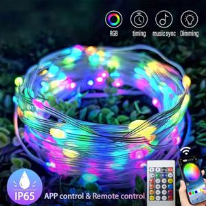 WS2812B RGB LED 스트링, DIY 스마트 IC 앱, 블루투스 원격 요정 조명, 드림컬러 가든 파티, 크리스마스 웨딩 장식, 20m, 10m, 5m