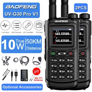 Baofeng 장거리 휴대용 햄 라디오 복사 주파수, 양방향 라디오 UV-G30 프로 V1, 10W, 50km, 4 밴드 워키토키, 999CH NOAA, 2 개