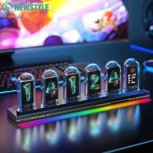 닉시 글로우 튜브 시계 무드등 RGB 컬러 튜브 IPS 디스플레이 화면 스마트 앱 제어 테이블 장식용 무드등